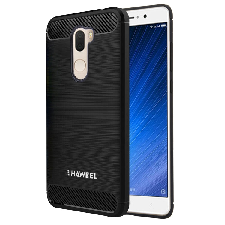 HAWEEL for Xiaomi MI 5s Plus Brushed Carbon Fiber Texture Shockproof TPU Protective Case(Black)