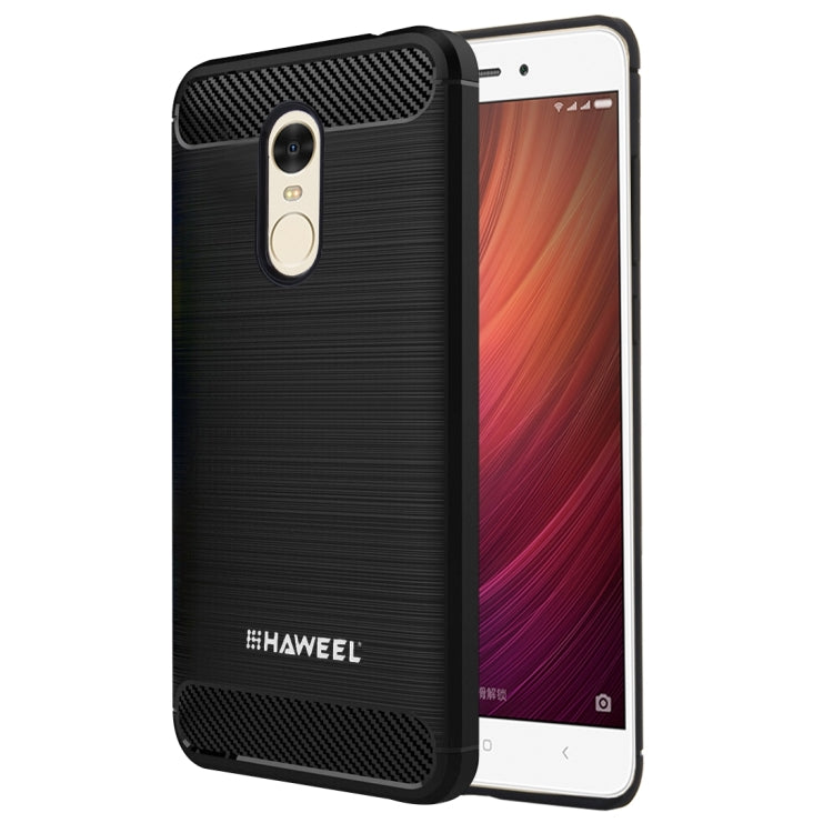 HAWEEL for Xiaomi Redmi Note 4 Brushed Carbon Fiber Texture Shockproof TPU Protective Case(Black)