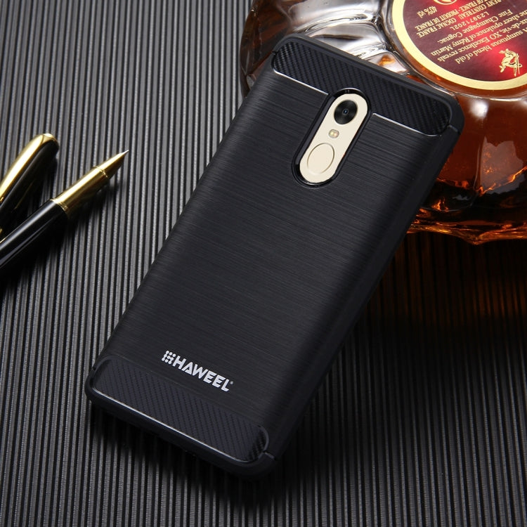 HAWEEL for Xiaomi Redmi Note 4 Brushed Carbon Fiber Texture Shockproof TPU Protective Case(Black)