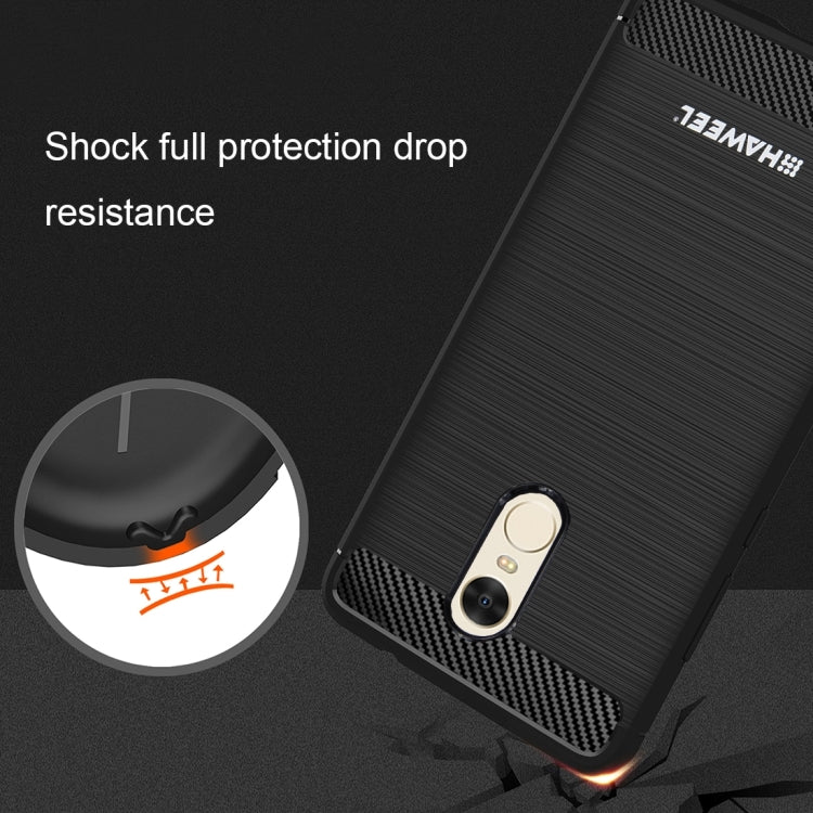 HAWEEL for Xiaomi Redmi Note 4 Brushed Carbon Fiber Texture Shockproof TPU Protective Case(Black)