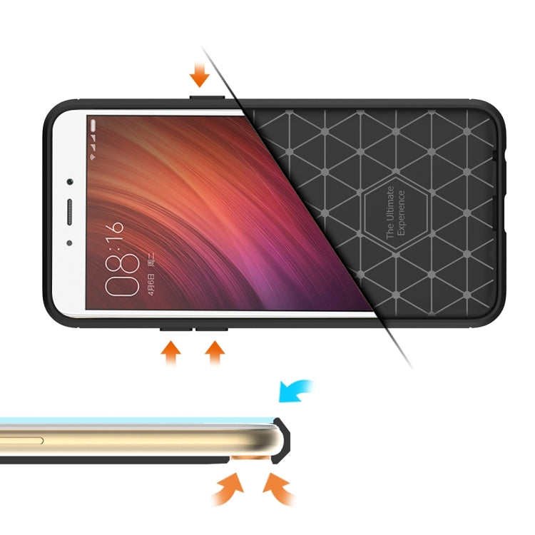 HAWEEL for Xiaomi Redmi Note 4 Brushed Carbon Fiber Texture Shockproof TPU Protective Case(Black)