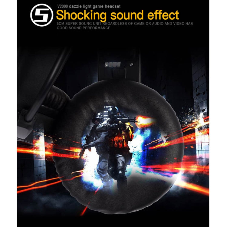 HAMTOD V2000 Short Microphone Dual 3.5mm + USB Interface Wired Gaming Headset, Cable Length: 2.1m