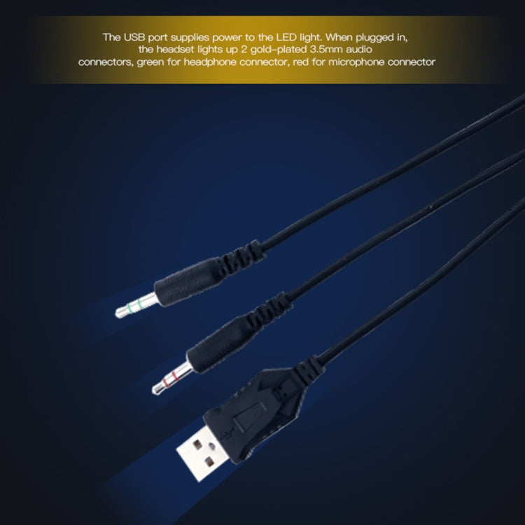 HAMTOD V2000 Short Microphone Dual 3.5mm + USB Interface Wired Gaming Headset, Cable Length: 2.1m