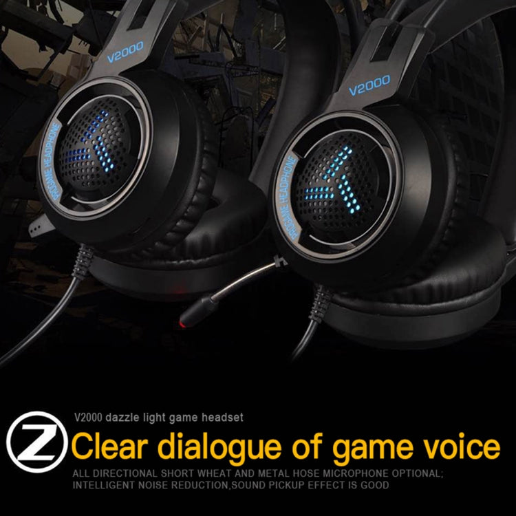 HAMTOD V2000 Short Microphone Dual 3.5mm + USB Interface Wired Gaming Headset, Cable Length: 2.1m