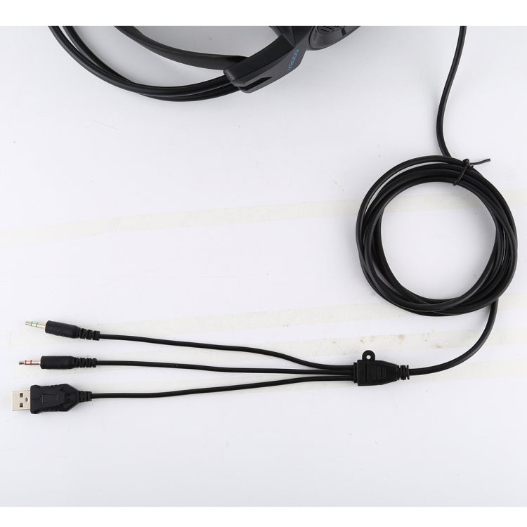 HAMTOD V5000 Dual 3.5mm + USB Interface Wired Gaming Headset, Cable Length: 2.1m(Black)