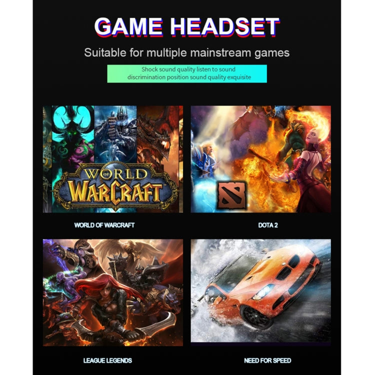 HAMTOD V9000 Dual 3.5mm + USB Interface Wired Gaming Headset, Cable Length: 2.1m