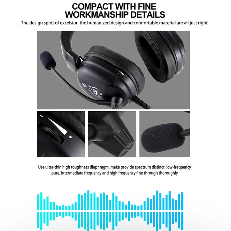 HAMTOD V6800 Dual 3.5mm + USB Interface Wired Gaming Headset, Cable Length: 2.1m