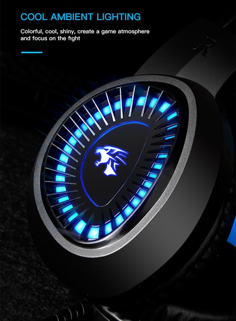 HAMTOD V1000 Dual-3.5mm Plug Interface Gaming Headphone Headset with Mic & LED Light, Cable Length: 2.1m