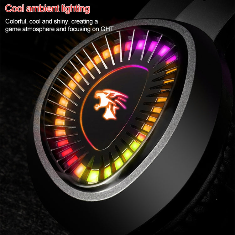 HAMTOD V1000 Dual-3.5mm Plug Interface Gaming Headphone Headset with Mic & RGB LED Light, Cable Length: 2.1m(Black)