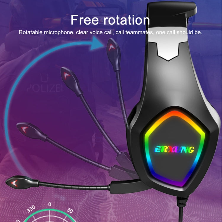 J20 PC Computer E-sports Gaming RGB Light Wired Headset with Microphone (Black)