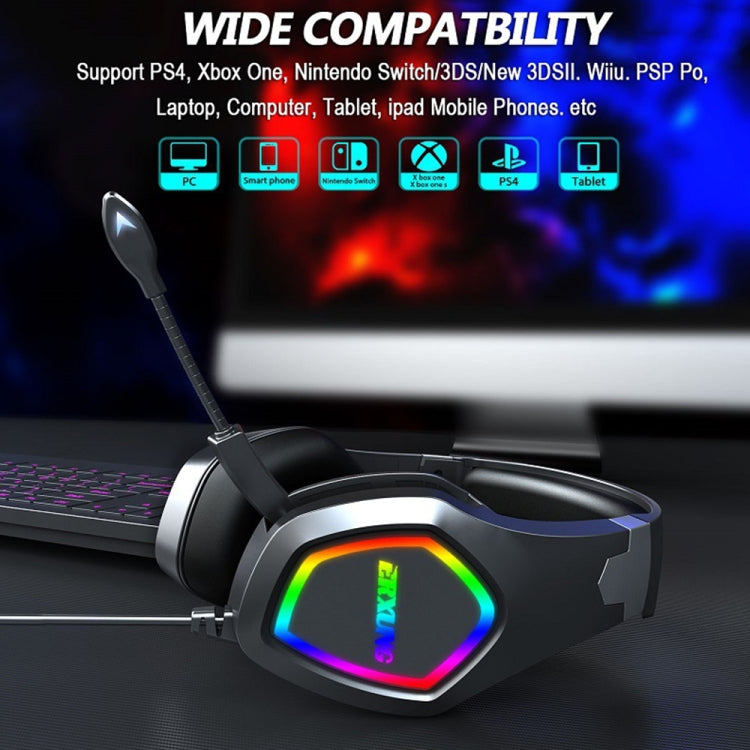 J20 PC Computer E-sports Gaming RGB Light Wired Headset with Microphone (Black)