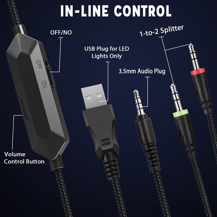 J30 PC Computer E-sports Gaming Lighting Wired Headset with Microphone