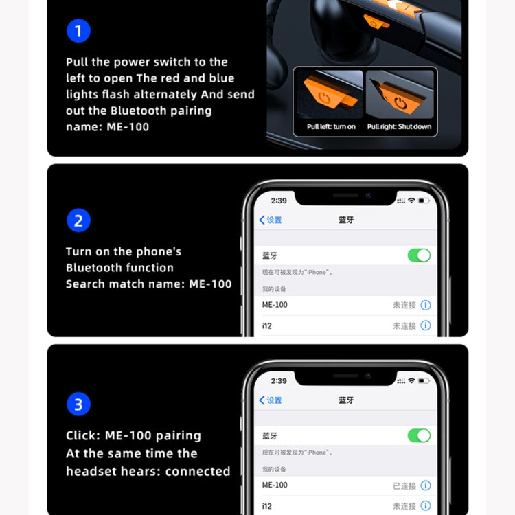 ME-100 TWS Business Rotating Universal True Stereo 5.0 Version Hanging Ear In-Ear Bluetooth Headset