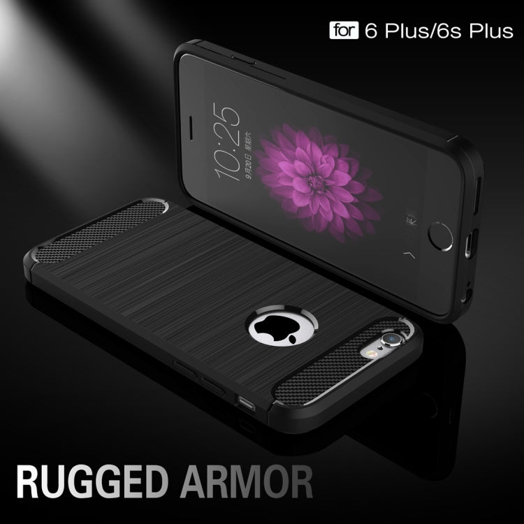 For iPhone 6 Plus & 6s Plus Brushed Texture Fiber TPU Rugged Armor Protective Case
