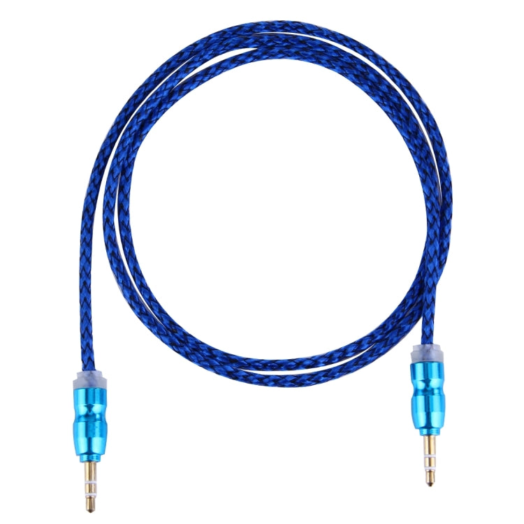 Woven Style Metal Head 3.5mm Male to Male Plug Jack Stereo Audio AUX Cable for iPhone, iPad, Samsung, iPod Laptop, MP3, Length: 1m