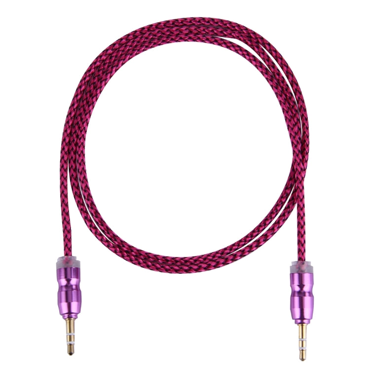Woven Style Metal Head 3.5mm Male to Male Plug Jack Stereo Audio AUX Cable for iPhone, iPad, Samsung, iPod Laptop, MP3, Length: 1m