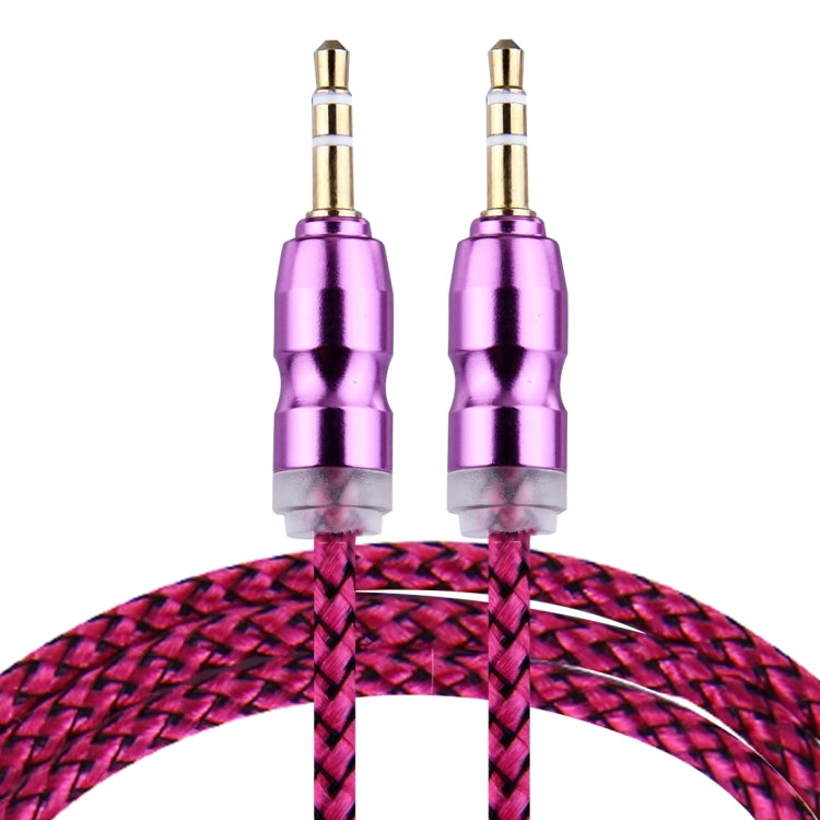 Woven Style Metal Head 3.5mm Male to Male Plug Jack Stereo Audio AUX Cable for iPhone, iPad, Samsung, iPod Laptop, MP3, Length: 1m