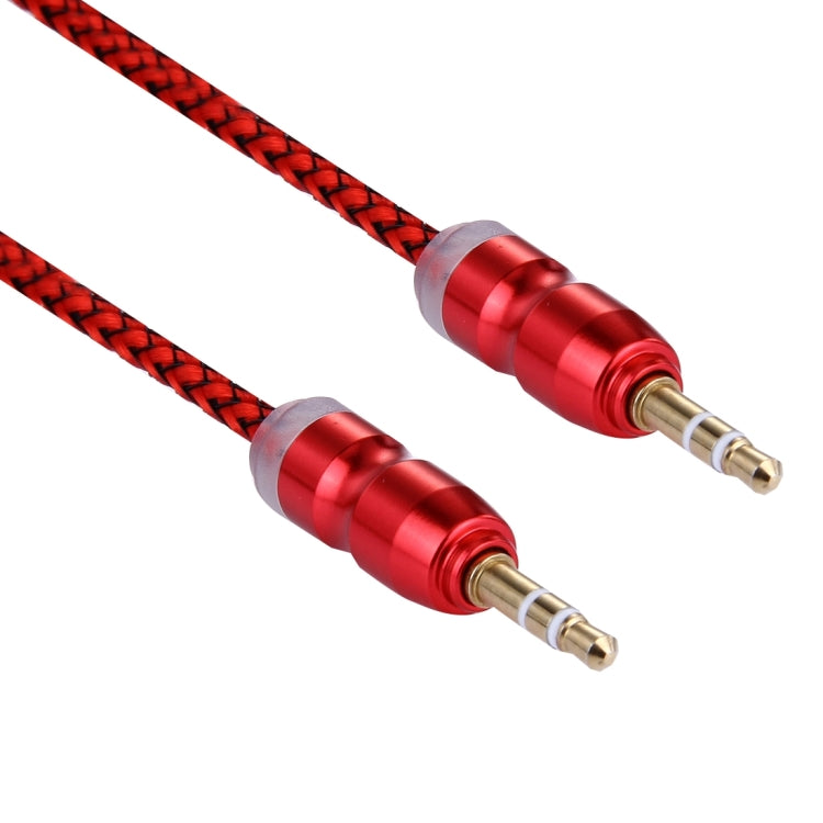 Woven Style Metal Head 3.5mm Male to Male Plug Jack Stereo Audio AUX Cable for iPhone, iPad, Samsung, iPod Laptop, MP3, Length: 1m