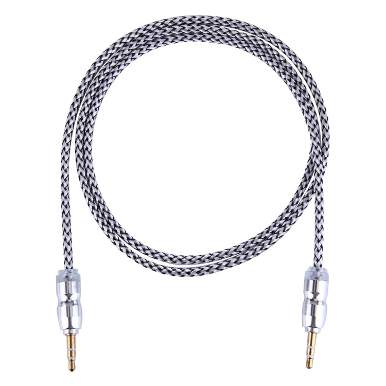Woven Style Metal Head 3.5mm Male to Male Plug Jack Stereo Audio AUX Cable for iPhone, iPad, Samsung, iPod Laptop, MP3, Length: 1m