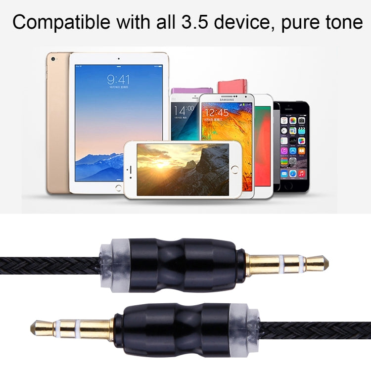 Woven Style Metal Head 3.5mm Male to Male Plug Jack Stereo Audio AUX Cable for iPhone, iPad, Samsung, iPod Laptop, MP3, Length: 1m