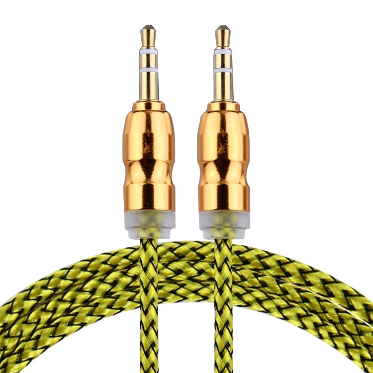 Woven Style Metal Head 3.5mm Male to Male Plug Jack Stereo Audio AUX Cable for iPhone, iPad, Samsung, iPod Laptop, MP3, Length: 1m