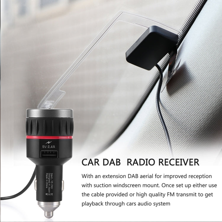 Car DAB + (Digital Audio Broadcasting) Tuner FM Transmitter Adapter Radio Receiver