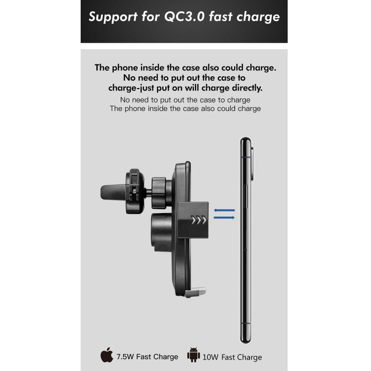 HAMTOD M22 10W 360 Degree Rotation QI Intelligent Sensor Car Wireless Charging Holder with Suction Cup(Silver)