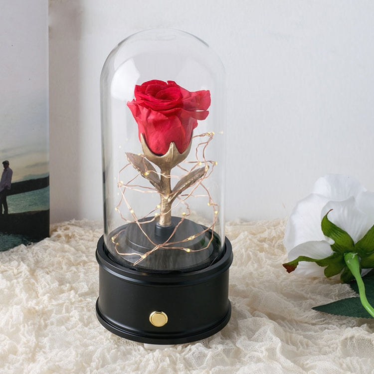 Creative Single Rose Eternal Flower Glass Cover Night Light Gift Box, Bluetooth Version(Black)