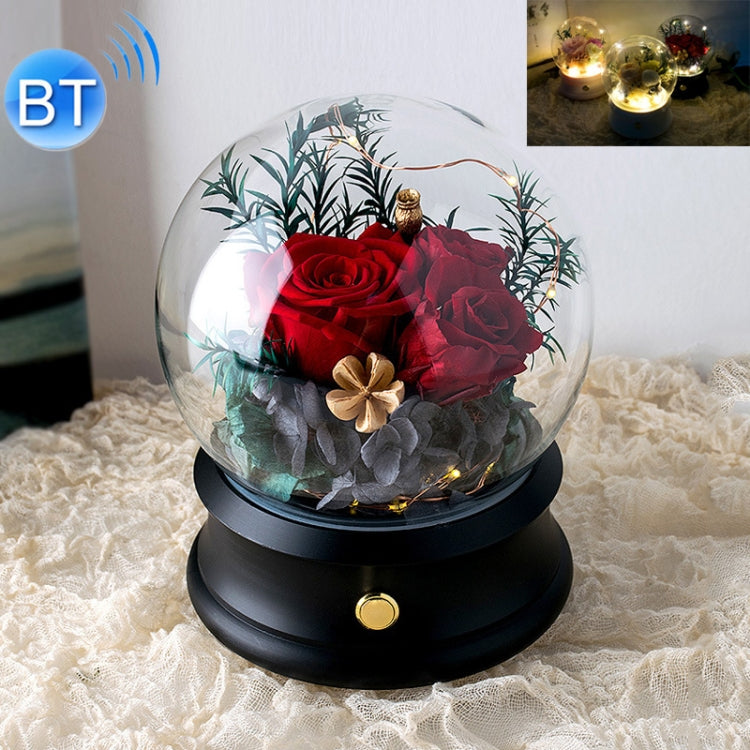 Eternal Flower Round Crystal Ball Decoration Shape Bluetooth Speaker with Light(Black)