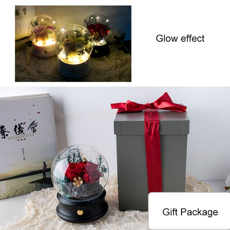 Eternal Flower Round Crystal Ball Decoration Shape Bluetooth Speaker with Light(Black)