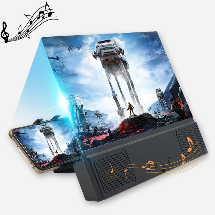 L2 12.0 Inch Universal Foldable Mobile Phone Screen Magnifier with Bluetooth Speaker, without Lazy Bracket, Size: 18.5x16.5x2cm(Black)