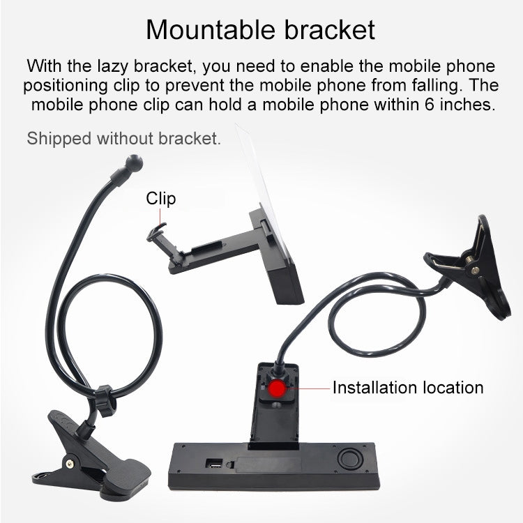 L2 12.0 Inch Universal Foldable Mobile Phone Screen Magnifier with Bluetooth Speaker, without Lazy Bracket, Size: 18.5x16.5x2cm(Black)