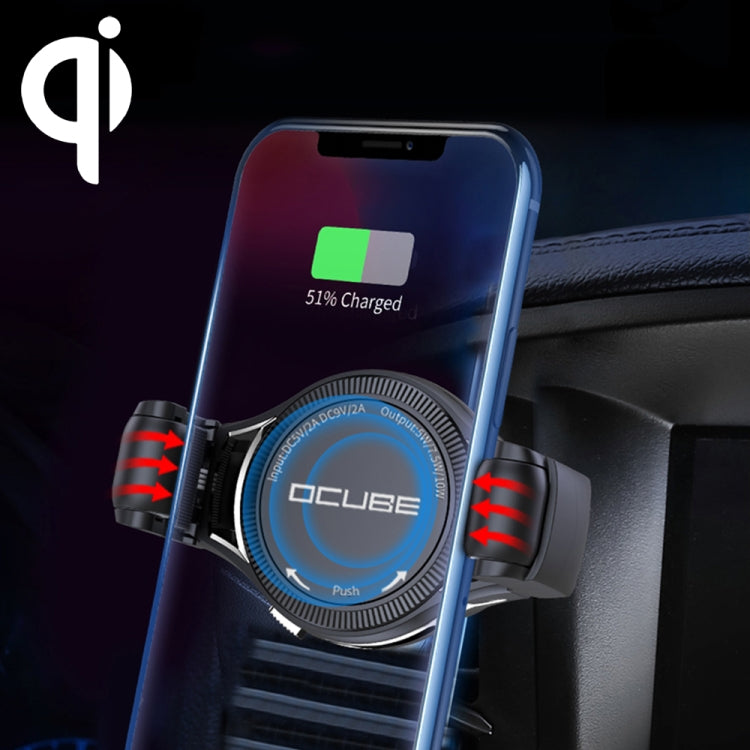 OCUBE O-C02 QC2.0 / QC3.0 Wireless Charger Car Air Outlet Holder Charger,Support 4 inch to 6.5 inch Phones, For iPhone, Galaxy, Nokia, Miui, LG and Other QI Standard Smart Phones