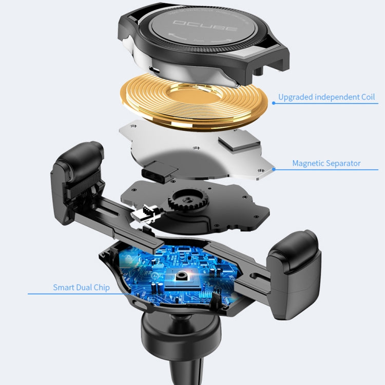 OCUBE O-C02 QC2.0 / QC3.0 Wireless Charger Car Air Outlet Holder Charger,Support 4 inch to 6.5 inch Phones, For iPhone, Galaxy, Nokia, Miui, LG and Other QI Standard Smart Phones