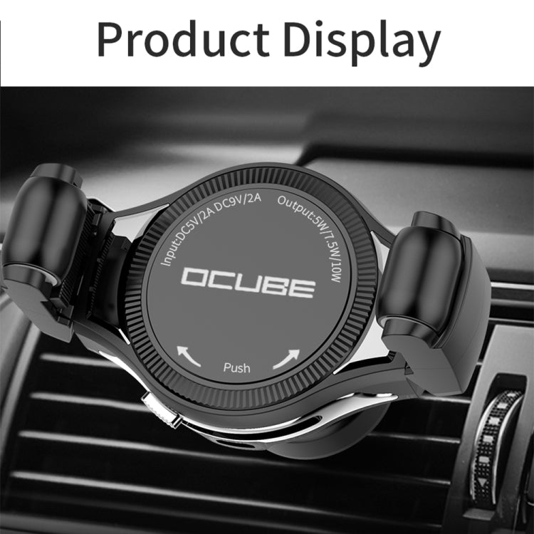 OCUBE O-C02 QC2.0 / QC3.0 Wireless Charger Car Air Outlet Holder Charger,Support 4 inch to 6.5 inch Phones, For iPhone, Galaxy, Nokia, Miui, LG and Other QI Standard Smart Phones
