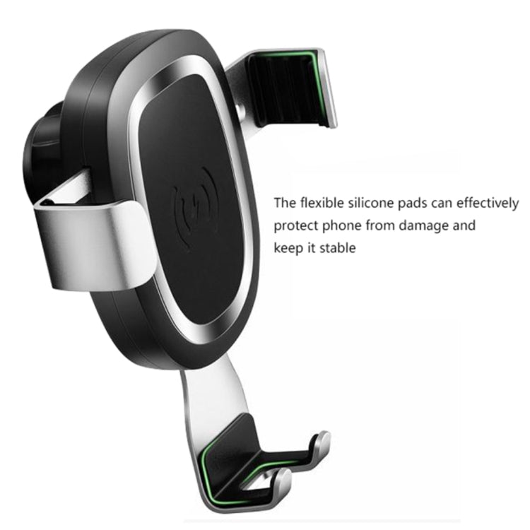 YAOMAISI 5V 1.5A Aluminum Alloy + ABS Gravity Holder Clamp Car Air Outlet Vent Fast Wireless Charger, For iPhone, Galaxy, Sony, Lenovo, HTC, Huawei, and other Smartphones
