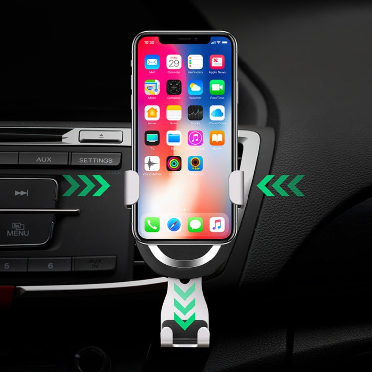 YAOMAISI 5V 1.5A Aluminum Alloy + ABS Gravity Holder Clamp Car Air Outlet Vent Fast Wireless Charger, For iPhone, Galaxy, Sony, Lenovo, HTC, Huawei, and other Smartphones