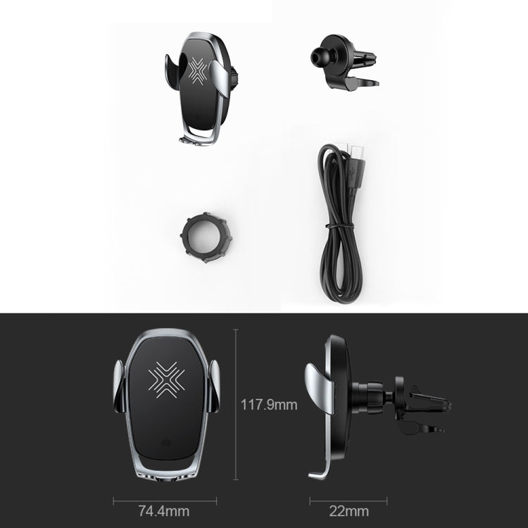 ROCK W28 15W QI Induction Wireless Charging Car Air Outlet Bracket for 4.7-6.5 inch Mobile Phones(Tarnish)