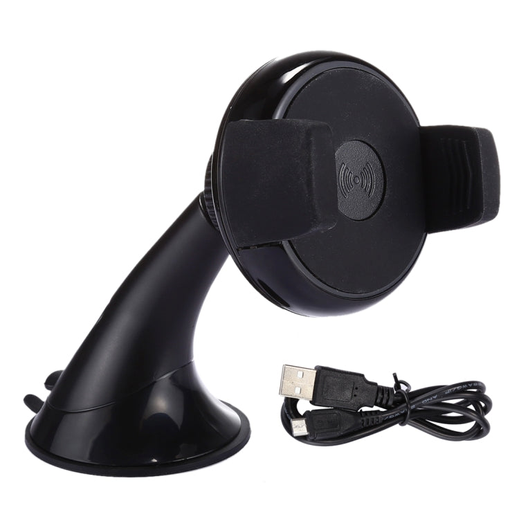 Universal 360 Degree Rotate Car Wireless Charger Phone Holder Stand Mount, Clip Width: 53-108mm, For iPhone, Samsung, LG, Nokia, HTC, Huawei, and other Smartphones(Black)