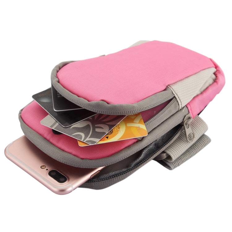 Universal Zipper Double Bag Multi-functional Sport Arm Case with Earphone Hole for iPhone X , iPhone, Samsung, HTC, Sony, Lenovo, Huawei, Xiaomi and other Smartphones, Internal Size: 17.5x10x3cm