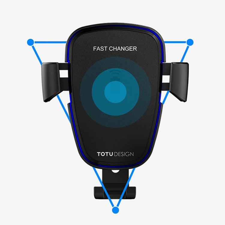 TOTUDESIGN Ruizhi Series Clamping Type Gravity Car Mount & Wireless Charger, For iPhone, Galaxy, Sony, Lenovo, HTC, Huawei, and other Smartphones(Black)