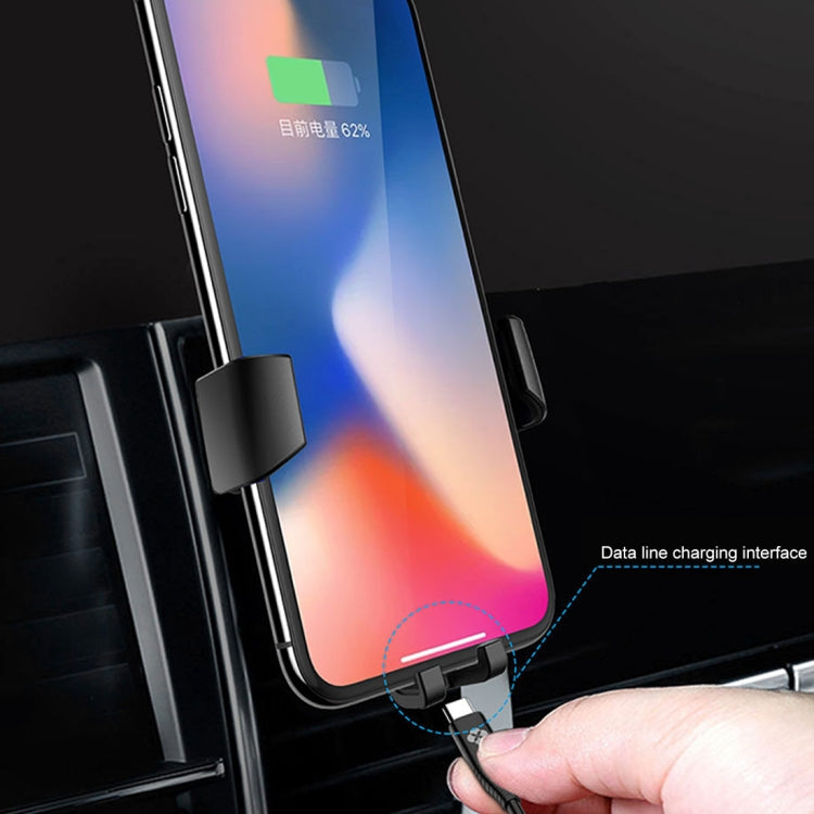 TOTUDESIGN Ruizhi Series Clamping Type Gravity Car Mount & Wireless Charger, For iPhone, Galaxy, Sony, Lenovo, HTC, Huawei, and other Smartphones(Black)