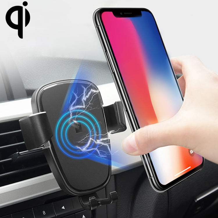 HAMTOD HFC200 10W Output Qi Standard Car Air Outlet Vent Wireless Charging Mount Holder with LED Indicator, For iPhone, Galaxy, Huawei, Xiaomi, LG, HTC and other QI Standard Smart Phones(Black)