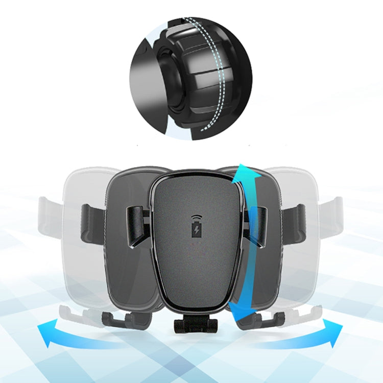 HAMTOD HFC200 10W Output Qi Standard Car Air Outlet Vent Wireless Charging Mount Holder with LED Indicator, For iPhone, Galaxy, Huawei, Xiaomi, LG, HTC and other QI Standard Smart Phones(Black)