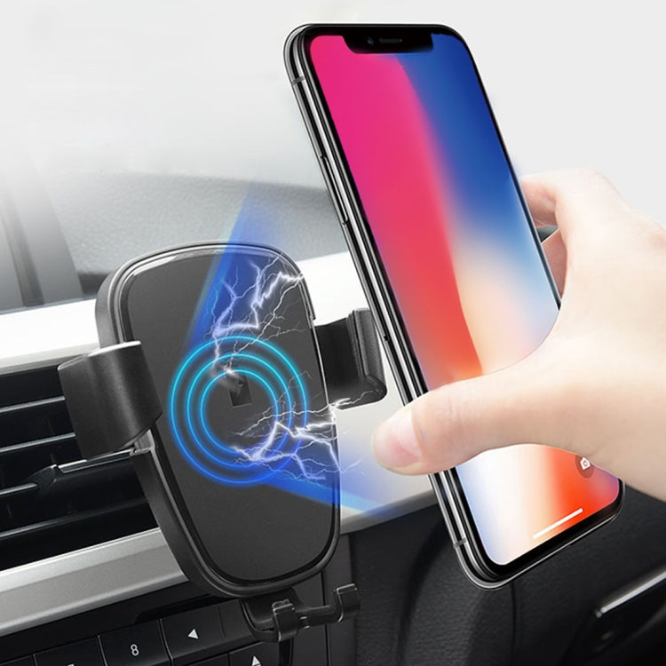 HAMTOD HFC200 10W Output Qi Standard Car Air Outlet Vent Wireless Charging Mount Holder with LED Indicator, For iPhone, Galaxy, Huawei, Xiaomi, LG, HTC and other QI Standard Smart Phones(Black)
