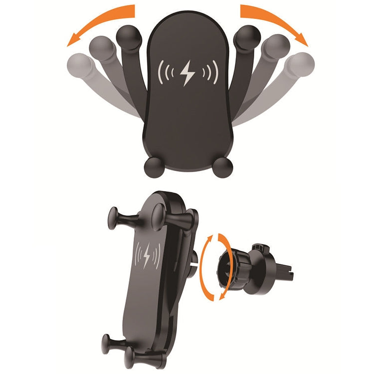 W4 QI Fast Wireless Charger Car Charger Cartoon Mobile Phone Holder (Black)