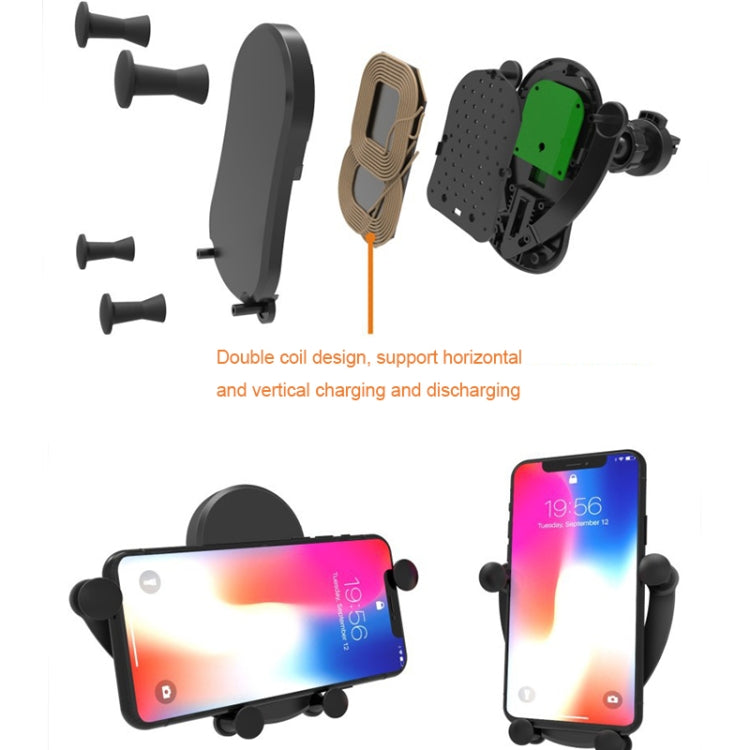 W4 QI Fast Wireless Charger Car Charger Cartoon Mobile Phone Holder (Black)