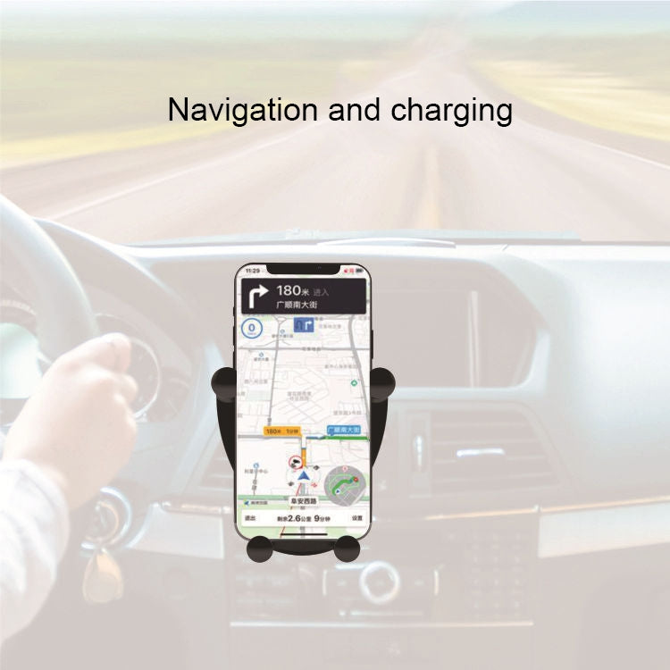 W4 QI Fast Wireless Charger Car Charger Cartoon Mobile Phone Holder (Black)