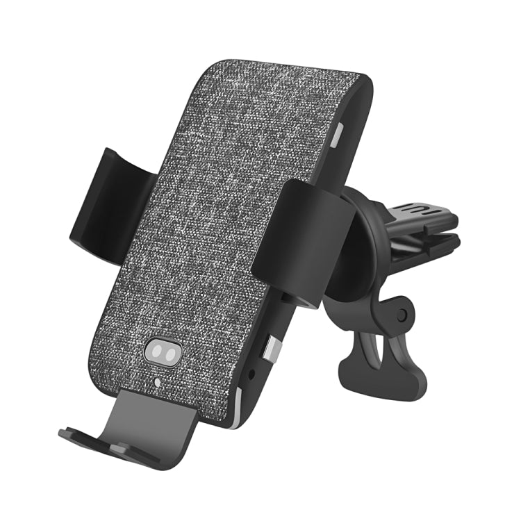 C13 10W Cloth Texture Car Wireless Charger for iPhone XR / XS Max / Galaxy S9+ / S9 / Huawei Mate 20 Pro and Other Qi-compatible Phone, Support Voice Control(Black)