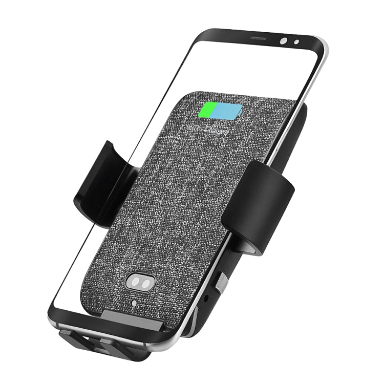 C13 10W Cloth Texture Car Wireless Charger for iPhone XR / XS Max / Galaxy S9+ / S9 / Huawei Mate 20 Pro and Other Qi-compatible Phone, Support Voice Control(Black)